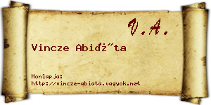 Vincze Abiáta névjegykártya